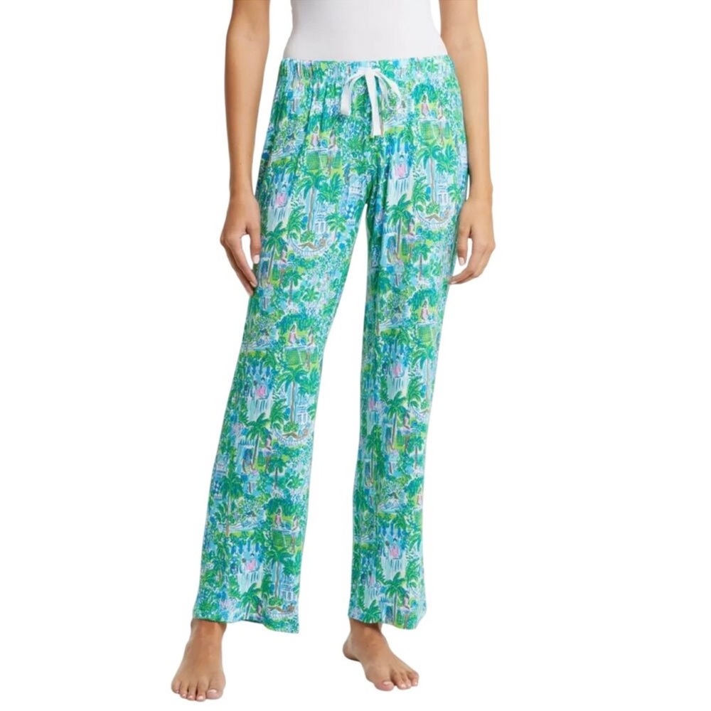 Lilly Pulitzer Green and Blue Printed Pajama Pants
